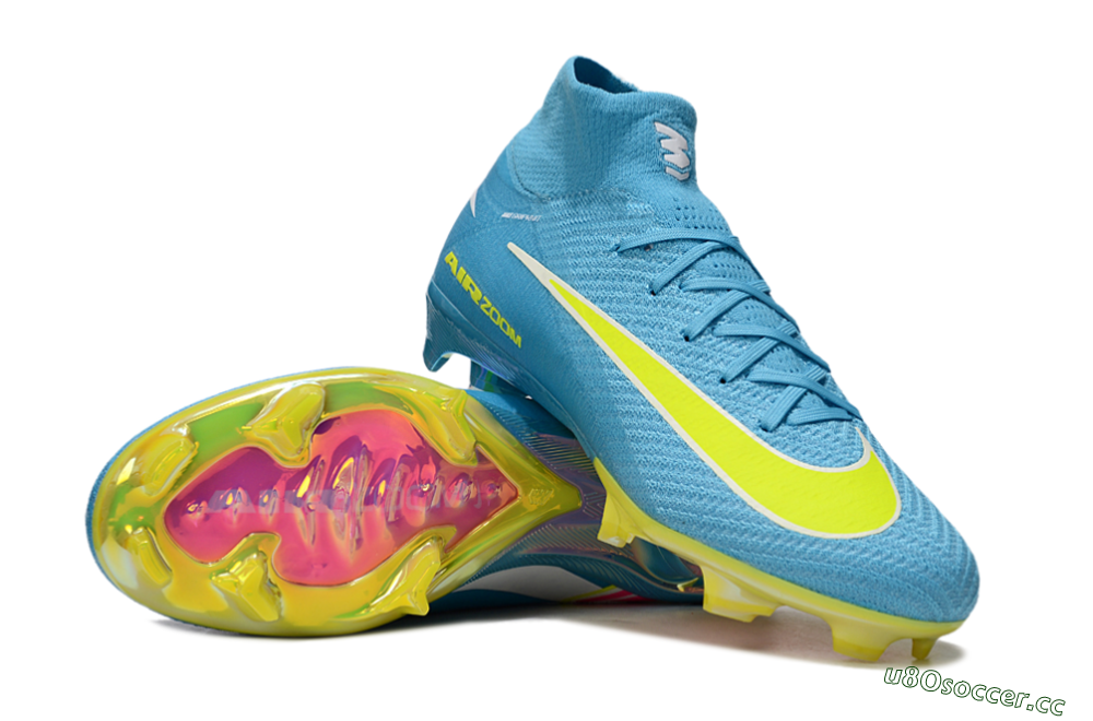 Unisex Nike Air Zoom Mercurial Superfly 10 Elite FG Firm Ground High-Tops Football Boots - Jade/Yellow/White 3