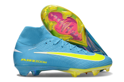 Unisex Nike Air Zoom Mercurial Superfly 10 Elite FG Firm Ground High-Tops Football Boots - Jade/Yellow/White