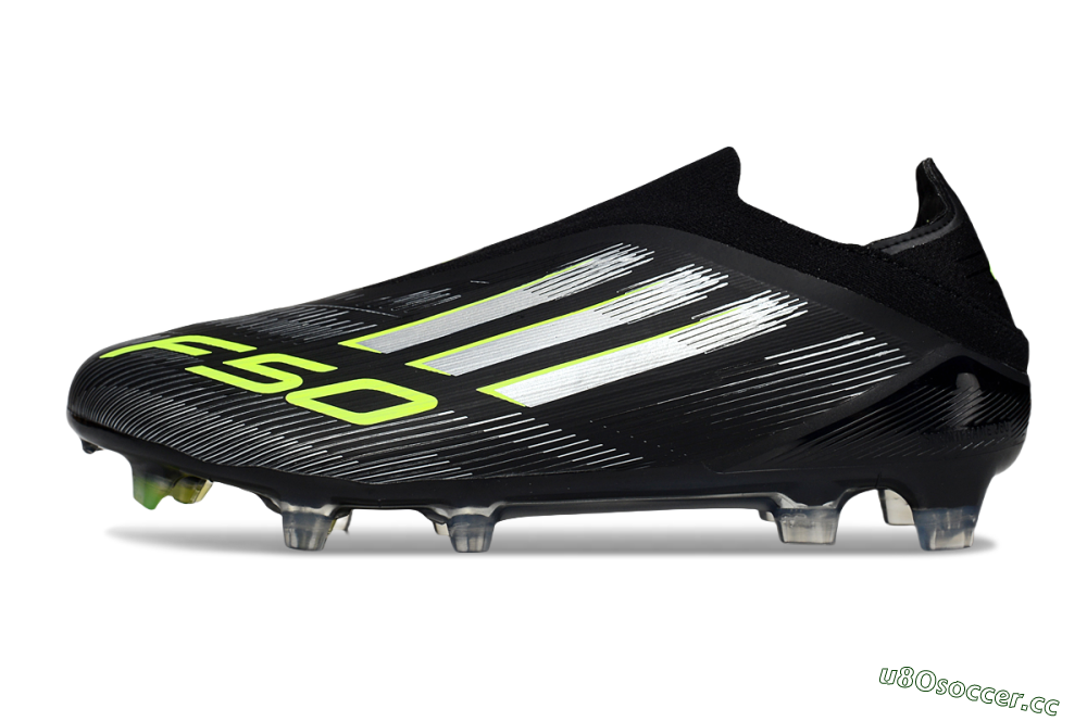 Men's Adidas F50 Elite Laceless FG Firm Ground Low-Tops Football Boots - Black/Silver/Yellow 0