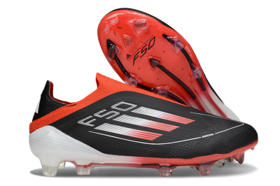 Men's Adidas F50 Elite Laceless FG Firm Ground Low-Tops Football Boots - Black/Red/White