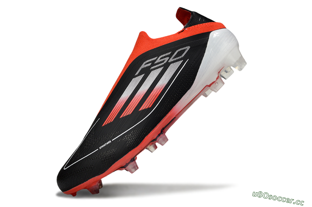 Men's Adidas F50 Elite Laceless FG Firm Ground Low-Tops Football Boots - Black/Red/White 5
