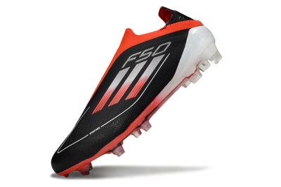 Men's Adidas F50 Elite Laceless FG Firm Ground Low-Tops Football Boots - Black/Red/White