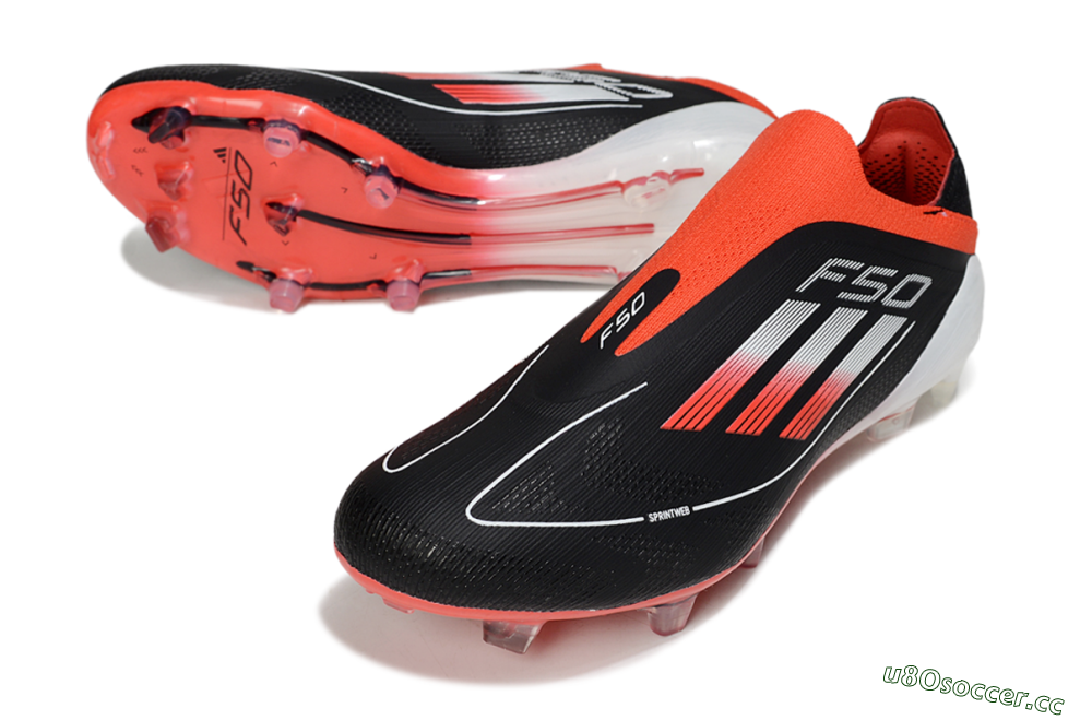 Men's Adidas F50 Elite Laceless FG Firm Ground Low-Tops Football Boots - Black/Red/White 3