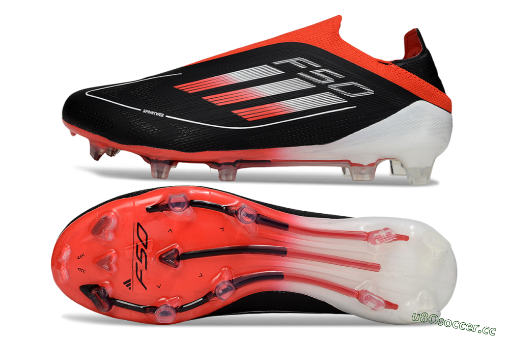 Men's Adidas F50 Elite Laceless FG Firm Ground Low-Tops Football Boots - Black/Red/White 1