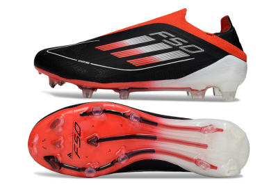 Men's Adidas F50 Elite Laceless FG Firm Ground Low-Tops Football Boots - Black/Red/White