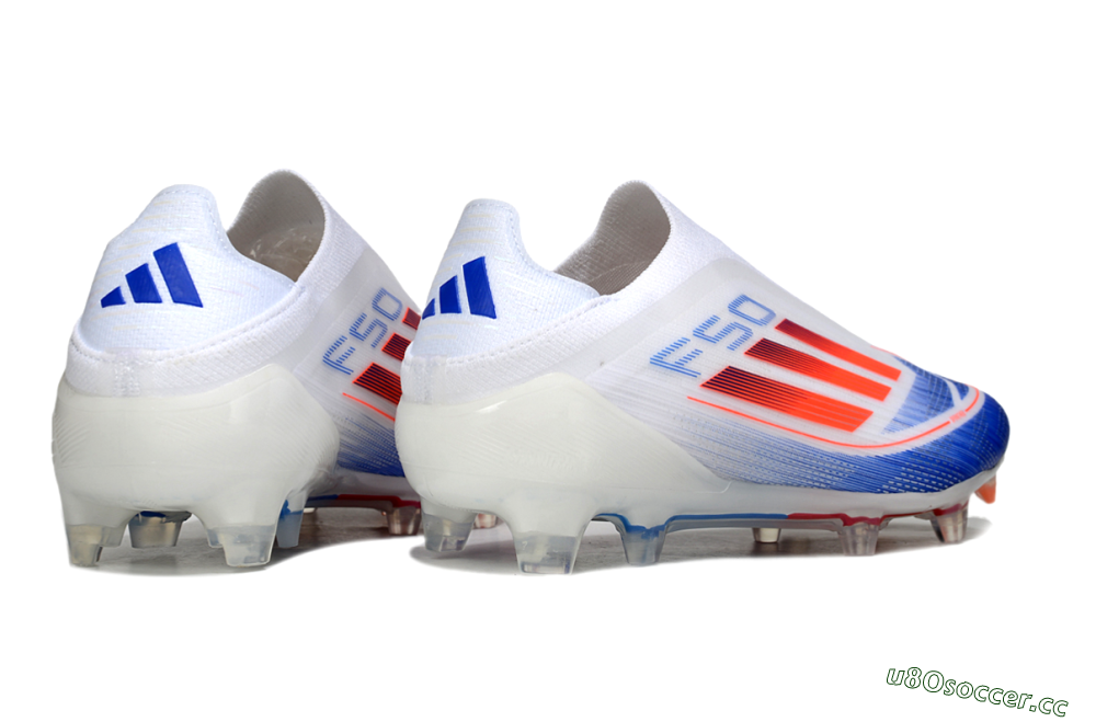Men's Adidas F50 Elite Laceless FG Firm Ground Low-Tops Football Boots - White/Blue/Red 6