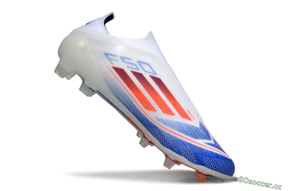 Men's Adidas F50 Elite Laceless FG Firm Ground Low-Tops Football Boots - White/Blue/Red 4