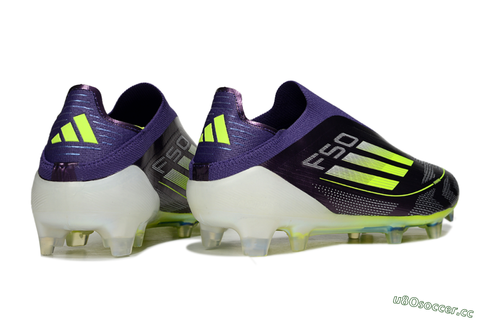 Men's Adidas F50+ Elite Laceless FG Firm Ground Low-Tops Football Boots - Purple/Yellow/White 6