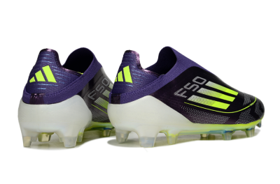 Men's Adidas F50+ Elite Laceless FG Firm Ground Low-Tops Football Boots - Purple/Yellow/White