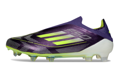 Men's Adidas F50+ Elite Laceless FG Firm Ground Low-Tops Football Boots - Purple/Yellow/White