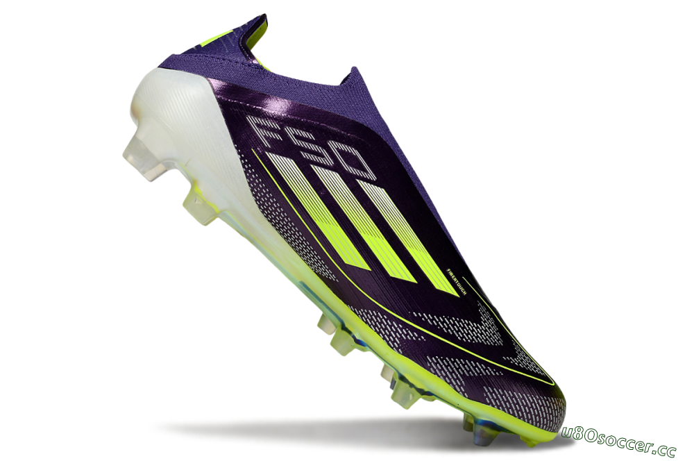 Men's Adidas F50+ Elite Laceless FG Firm Ground Low-Tops Football Boots - Purple/Yellow/White 4