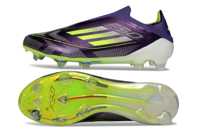Men's Adidas F50+ Elite Laceless FG Firm Ground Low-Tops Football Boots - Purple/Yellow/White