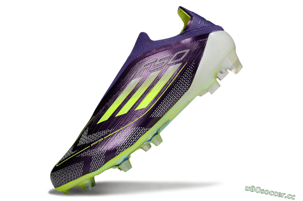 Men's Adidas F50+ Elite Laceless FG Firm Ground Low-Tops Football Boots - Purple/Yellow/White 5