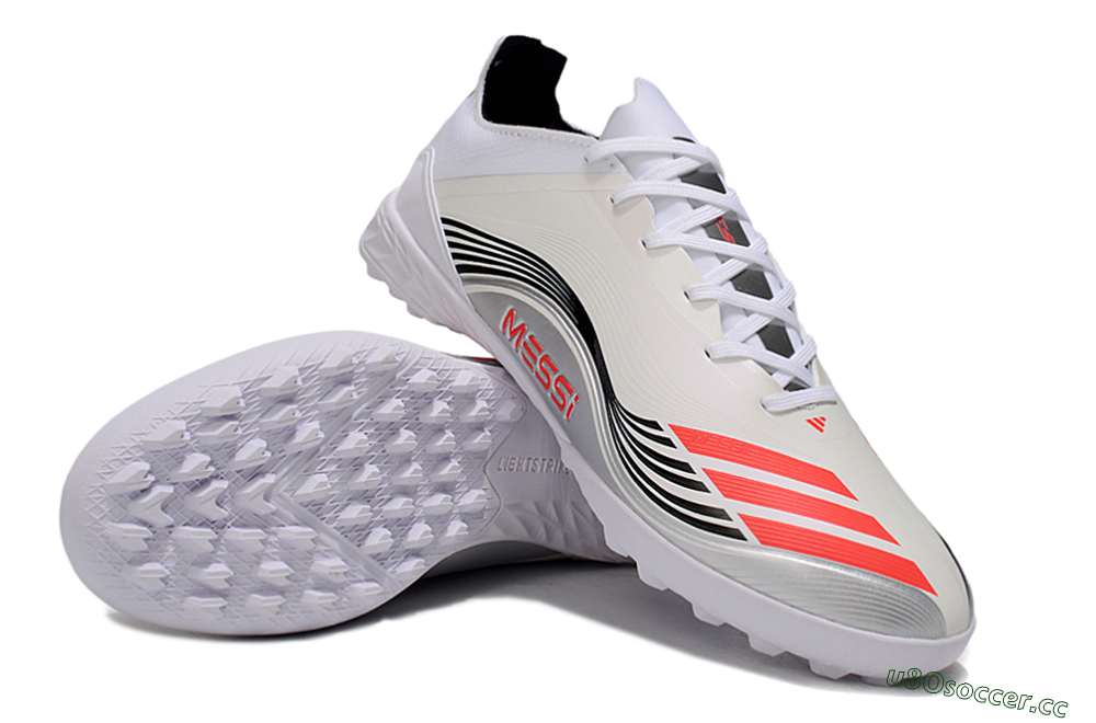 Men's Adidas F50 Elite TF Artificial Turf Low-Tops Football Shoes - Beige/Red/Black 3