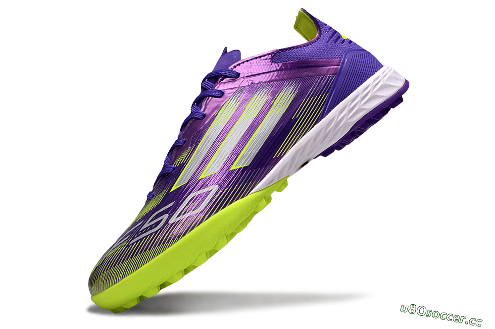 Men's Adidas F50 Elite TF Artificial Turf Low-Tops Football Shoes - Purple/Yellow/White 5