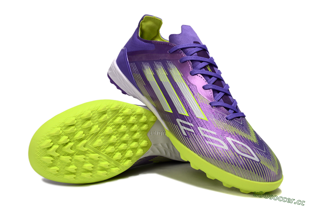 Men's Adidas F50 Elite TF Artificial Turf Low-Tops Football Shoes - Purple/Yellow/White 3