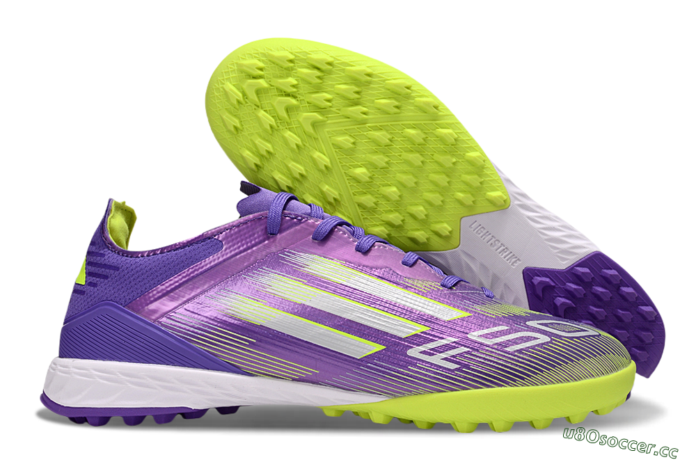 Men's Adidas F50 Elite TF Artificial Turf Low-Tops Football Shoes - Purple/Yellow/White 2