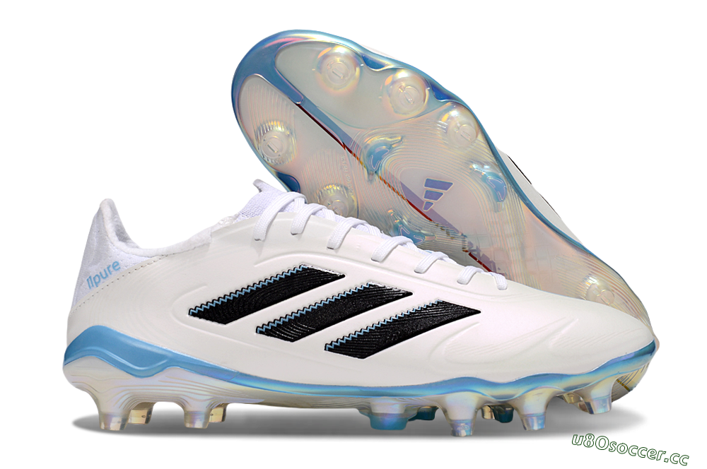 Men's Adidas Copa Pure 3 Elite FG Firm Ground Low-Tops Football Boots - Beige/Black/Blue 2
