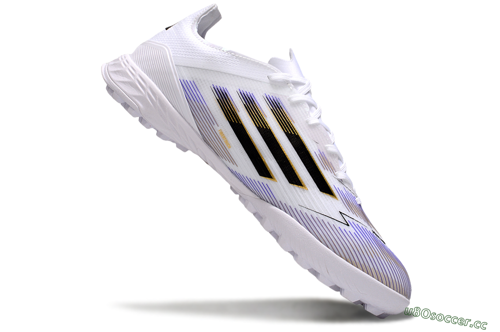 Men's Adidas F50 Elite TF Artificial Turf Low-Tops Football Shoes - White/Blue/Black 4