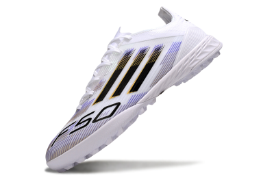 Men's Adidas F50 Elite TF Artificial Turf Low-Tops Football Shoes - White/Blue/Black