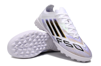 Men's Adidas F50 Elite TF Artificial Turf Low-Tops Football Shoes - White/Blue/Black