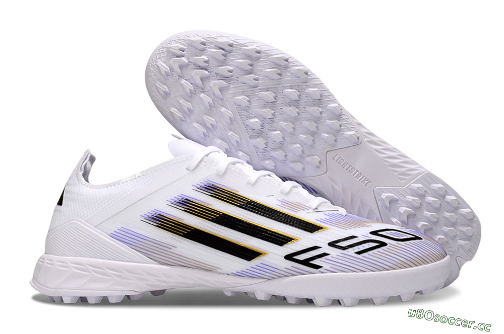Men's Adidas F50 Elite TF Artificial Turf Low-Tops Football Shoes - White/Blue/Black 2