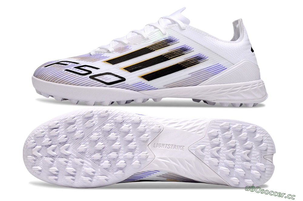 Men's Adidas F50 Elite TF Artificial Turf Low-Tops Football Shoes - White/Blue/Black 1
