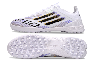 Men's Adidas F50 Elite TF Artificial Turf Low-Tops Football Shoes - White/Blue/Black