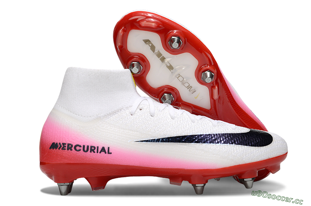 Men's Nike Air Zoom Mercurial Superfly 10 Elite SG Soft Ground High-Tops Football Boots - White/Black/Red 2