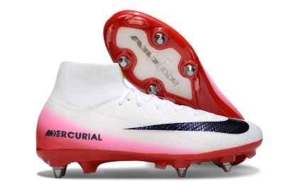 Men's Nike Air Zoom Mercurial Superfly 10 Elite SG Soft Ground High-Tops Football Boots - White/Black/Red