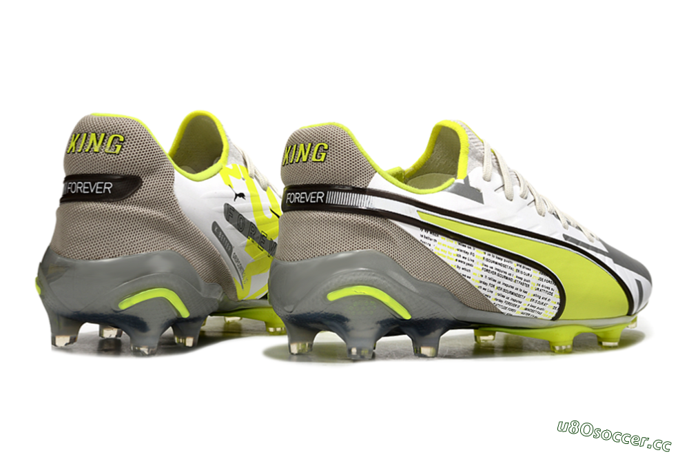 Men's Puma King Ultimate AG Artificial Grass Low-Tops Football Boots - White/Silver/Yellow 6