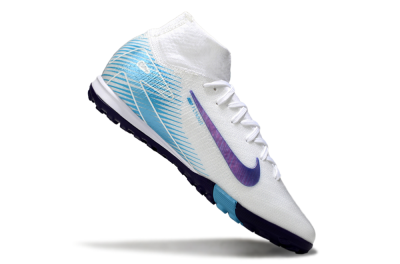 Unisex Nike Air Zoom Mercurial Superfly 10 Elite TF Artificial Turf High-Tops Football Shoes - White/Purple/Blue