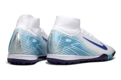 Unisex Nike Air Zoom Mercurial Superfly 10 Elite TF Artificial Turf High-Tops Football Shoes - White/Purple/Blue