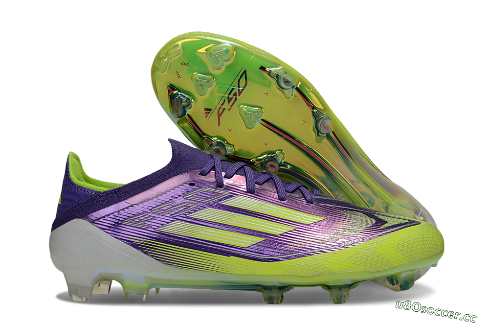 Men's Adidas F50 Elite FG Firm Ground Low-Tops Football Boots - Purple/Yellow/White 2