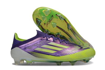 Men's Adidas F50 Elite FG Firm Ground Low-Tops Football Boots - Purple/Yellow/White