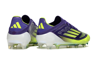 Men's Adidas F50 Elite FG Firm Ground Low-Tops Football Boots - Purple/Yellow/White