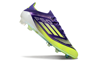 Men's Adidas F50 Elite FG Firm Ground Low-Tops Football Boots - Purple/Yellow/White