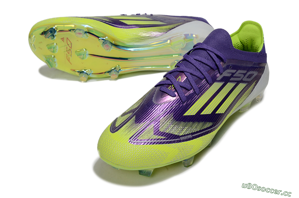 Men's Adidas F50 Elite FG Firm Ground Low-Tops Football Boots - Purple/Yellow/White 3