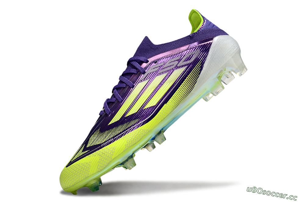 Men's Adidas F50 Elite FG Firm Ground Low-Tops Football Boots - Purple/Yellow/White 5