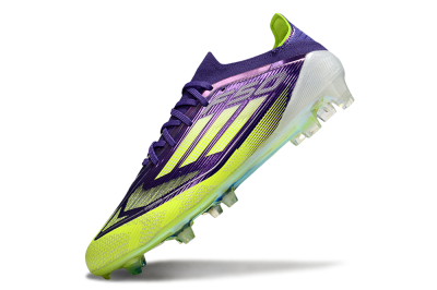 Men's Adidas F50 Elite FG Firm Ground Low-Tops Football Boots - Purple/Yellow/White
