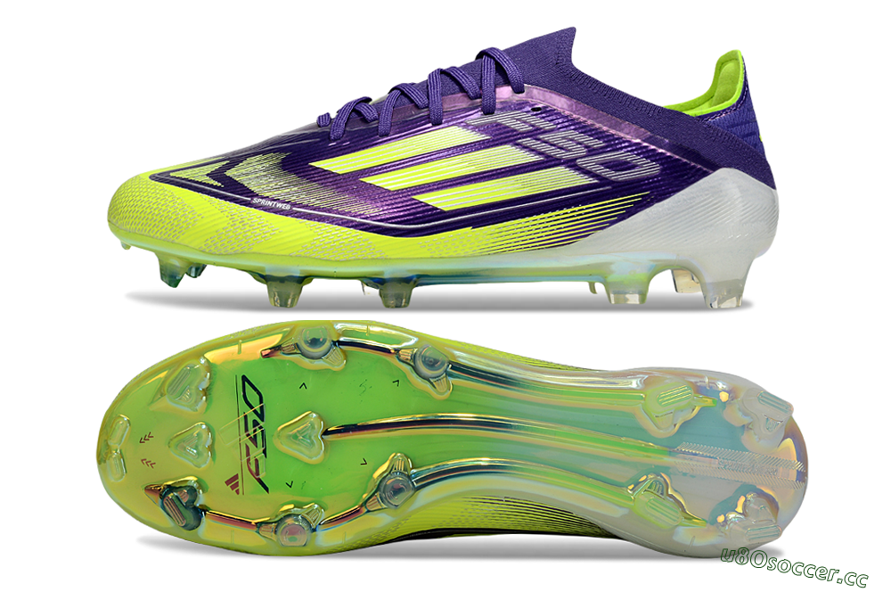 Men's Adidas F50 Elite FG Firm Ground Low-Tops Football Boots - Purple/Yellow/White 1