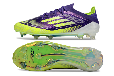 Men's Adidas F50 Elite FG Firm Ground Low-Tops Football Boots - Purple/Yellow/White