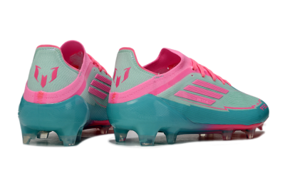 Men's Messi x Adidas F50 Elite FG Firm Ground Low-Tops Football Boots - Jade/Pink/Blue