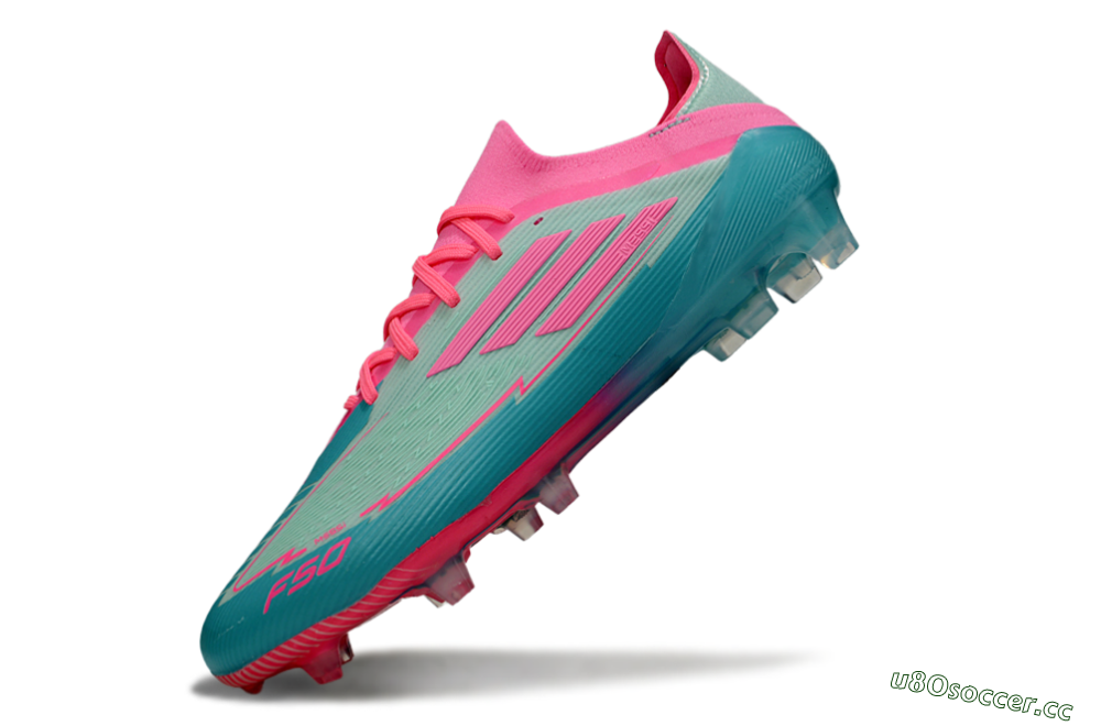 Men's Messi x Adidas F50 Elite FG Firm Ground Low-Tops Football Boots - Jade/Pink/Blue 5