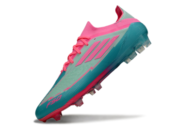Men's Messi x Adidas F50 Elite FG Firm Ground Low-Tops Football Boots - Jade/Pink/Blue