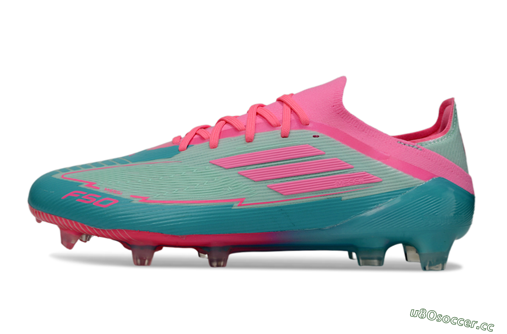 Men's Messi x Adidas F50 Elite FG Firm Ground Low-Tops Football Boots - Jade/Pink/Blue 0
