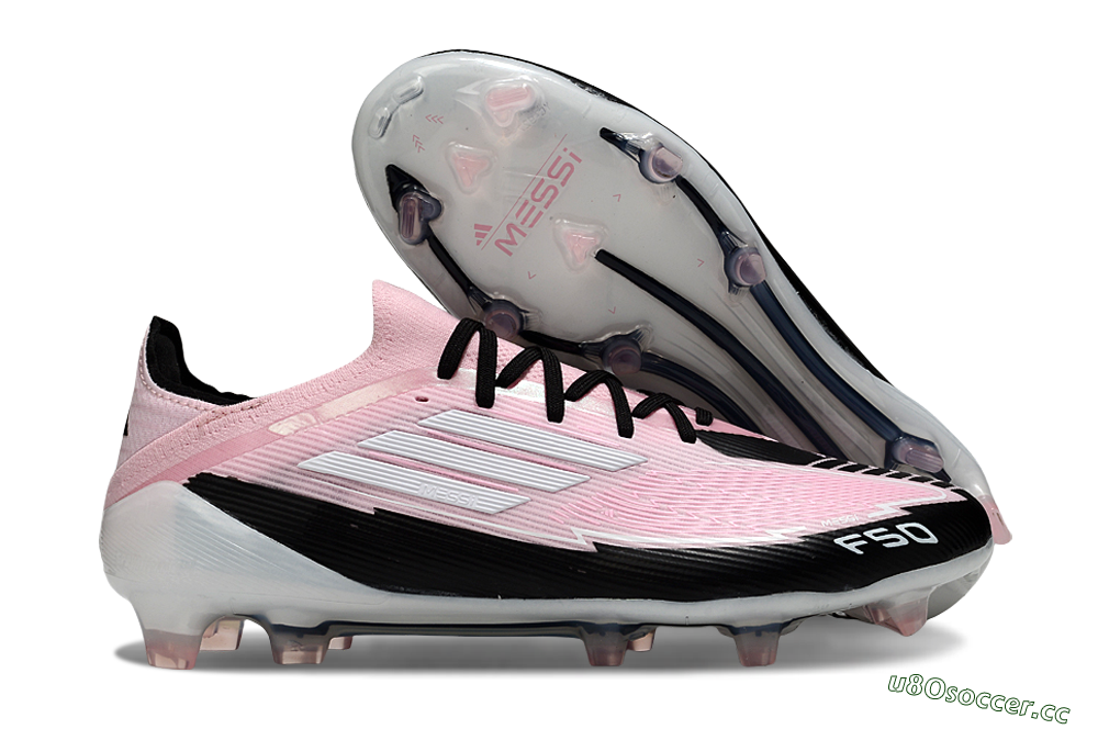 Men's Messi x Adidas F50 Elite FG Firm Ground Low-Tops Football Boots - Pink/Black/Whtie 2