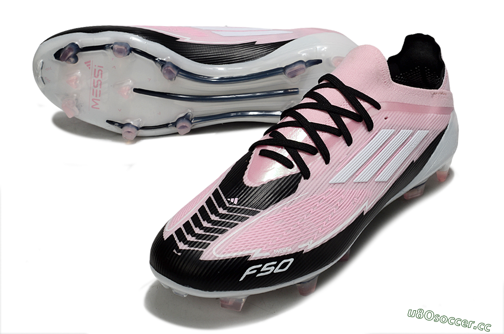 Men's Messi x Adidas F50 Elite FG Firm Ground Low-Tops Football Boots - Pink/Black/Whtie 3
