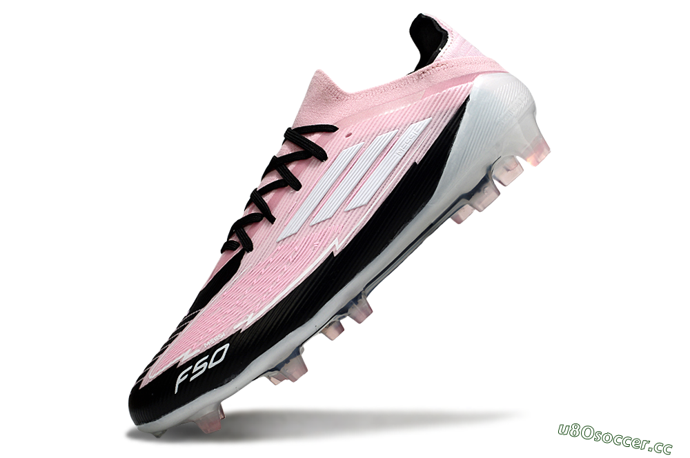 Men's Messi x Adidas F50 Elite FG Firm Ground Low-Tops Football Boots - Pink/Black/Whtie 5