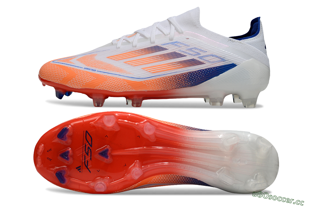 Men's Adidas F50 Elite FG Firm Ground Low-Tops Football Boots - White/Red/Blue 1